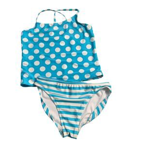 OP blue and white girls tankini size xl 14-16